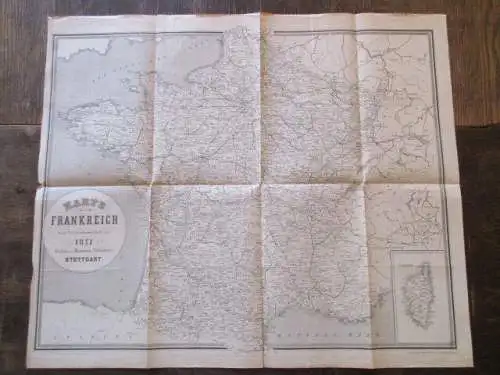 seltene Karte Frankreich nach dem Friedensschluss 1871 Verlag H. Schönlein