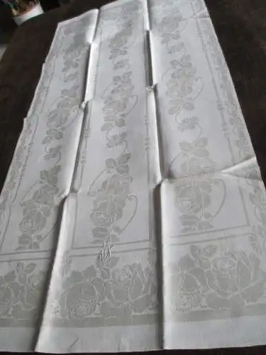 altes Leinen Damast GeschirrtuchHandtuch Tischläufer Jugendstil unbenutzt 119