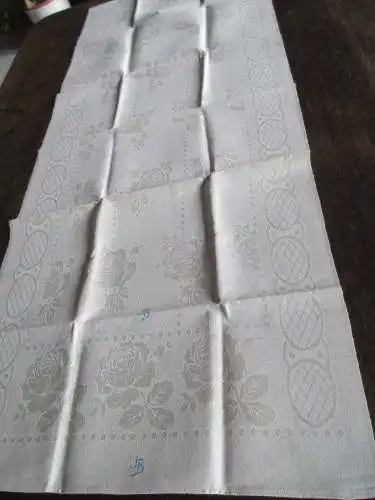 altes Leinen Damast Geschirrtuch Handtuch Tischläufer Jugendstil unbenutzt (122)