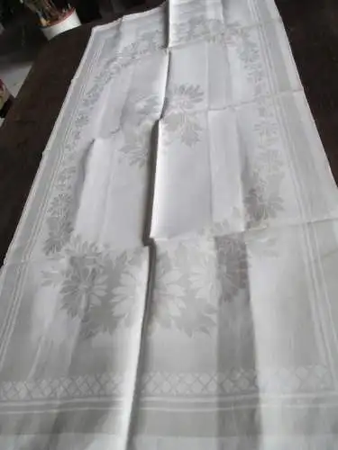 herrliches altes Leinen Damast Handtuch Geschirrtuch Tischläufer unbenutzt (123)