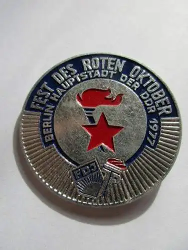 DDR Abzeichen FDJ . Pioniere  Fest des Roten Oktober Berlin 1977