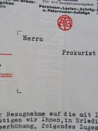 Transportanlage Gesellschaft ATG Maschinenfabrik Leipzig Großzschocher Briefkopf