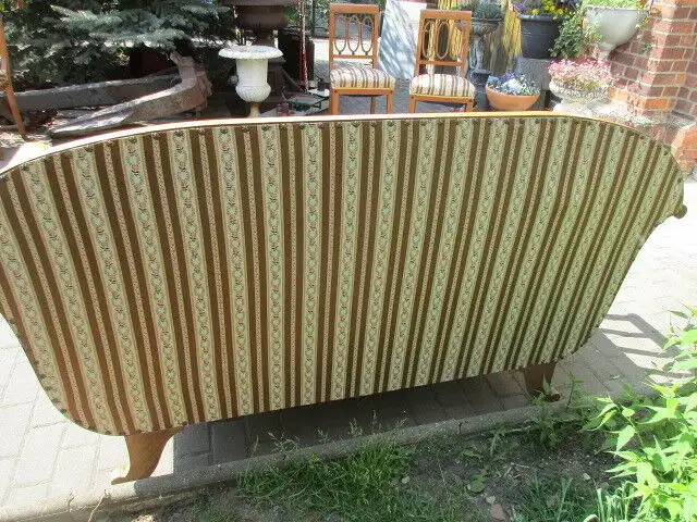 schönes altes Biedermeier Sofa Kirschbaum neu gepolstert und bezogen 2. Zeit  6