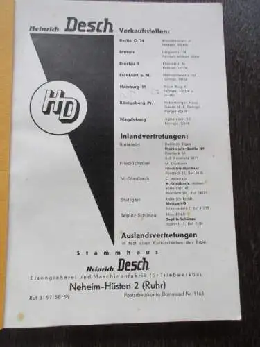 alter Katalog Desch Triebwerkbau 