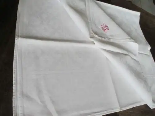 schöne alte Tischdecke Tafeltuch Halbleinen Baumwolle mit tollem Monogramm 