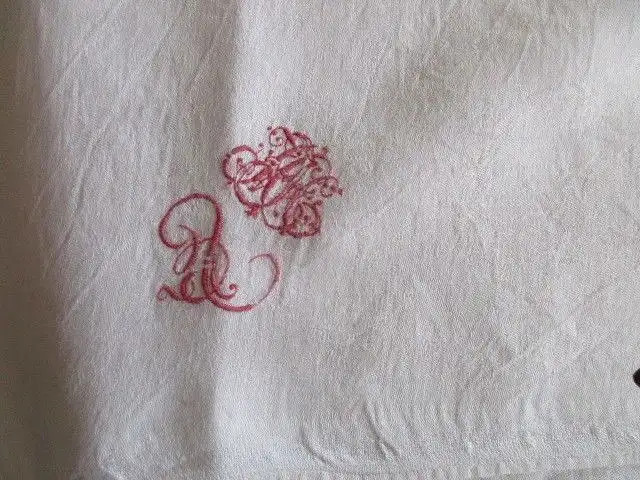 herrliches altes XXL Leinen Tischtuch Tafeltuch Tischdecke Jugendstil 320 x 130 1