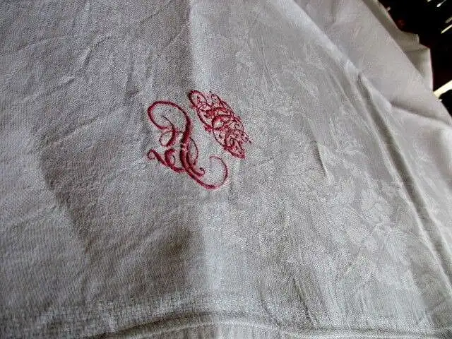herrliches altes XXL Leinen Tischtuch Tafeltuch Tischdecke Jugendstil 320 x 130 8