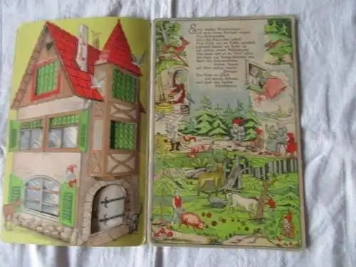 Das bunte Märchenhaus Gebrüder Grimm Faltbuch mit Türchen Krussig 1948