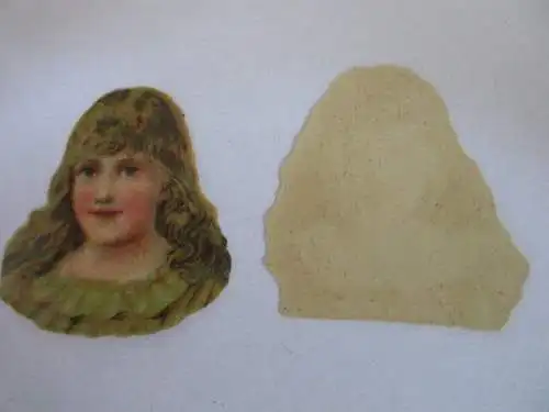 2 wunderschöne alte Präge Oblaten Glanzbild Kinderkopf um 1910 ca. 4,5 cm