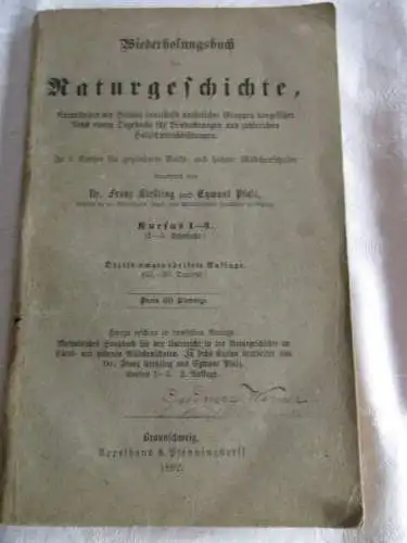 Naturgeschichte  Naturkörper der Heimat in 6 Kursen Kießling Pfalz 1882