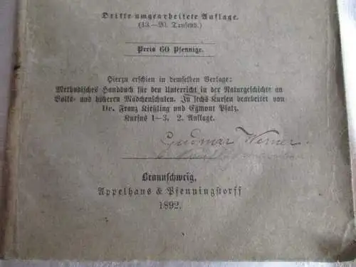 Naturgeschichte  Naturkörper der Heimat in 6 Kursen Kießling Pfalz 1882