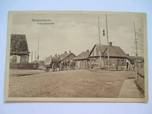 seltene alte AK Baranawitschi Baranowitschi Weißrussland Chausseestraße um 1915