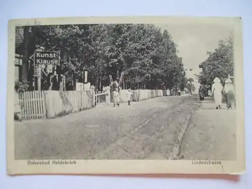 seltene alte AK Ostseebad Heidebrink Pommern Lindenstrasse gelaufen 1921