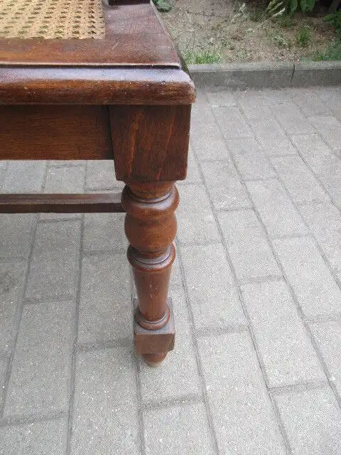 alter Stuhl Armlehnstuhl  Nussbaum Korbgeflecht Gründerzeit um 1890  3