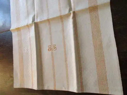 schönes altes Leinen Geschirrtuch Handtuch Tischläufer orange Streifen (67)