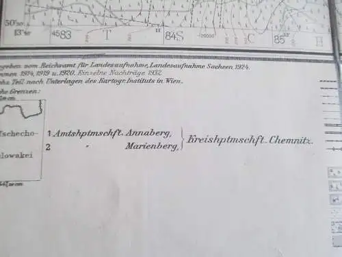 Messtischblatt auf Leinen von 1932 Kühnhaide Sachsen Nr. 140
