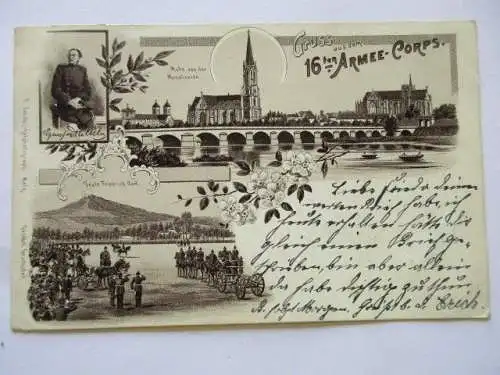 Ak Gruss aus dem 16. Armee- Corps Metz von der Moselseite Veste Friedrich Carl