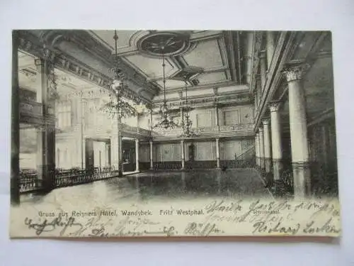 alte Ak Gruss aus Reisner`s Hotel Hamburg Wandsbeck Sternensaal 1905