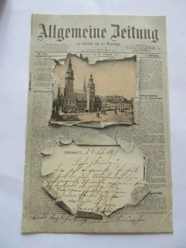 seltene alte Ak Chemnitz Allgemeine Zeitung Chemnitz und das Erzgebirge 1902