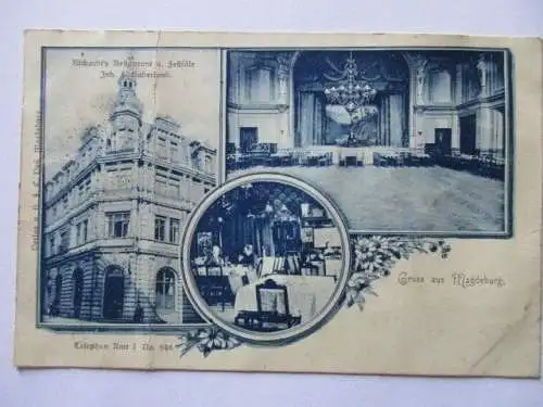 selten alte Ak Magdeburg Richardts Restaurant und Festsäle Haberland ca. 1900