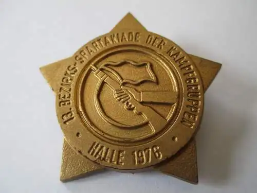 DDR Abzeichen 13.Bezirksspartakiade der Kampfgruppen Halle 1976