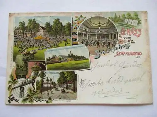 seltene AK Gruss vom Schützenhaus Senftenberg Schiessstand Maschinenhaus 1899