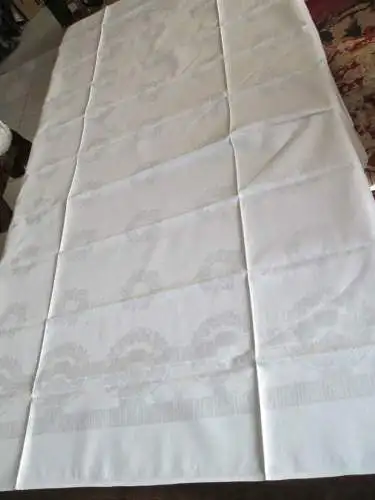 wunderschönes altes Tischtuch Tischdecke Leinen florales Jugendstil 160 x130 cm 