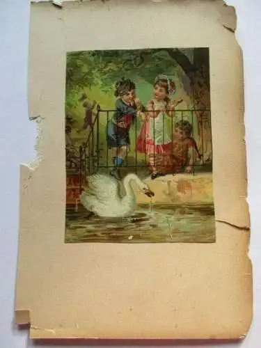 wunderschöne alte Glanz Oblate Kinder um 1890