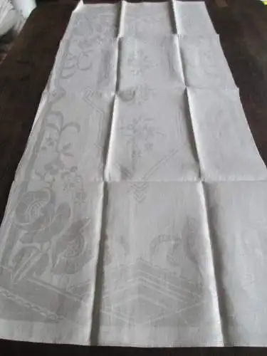 schönes altes Leinen Damast Geschirrtuch Jugendstil   (84) 