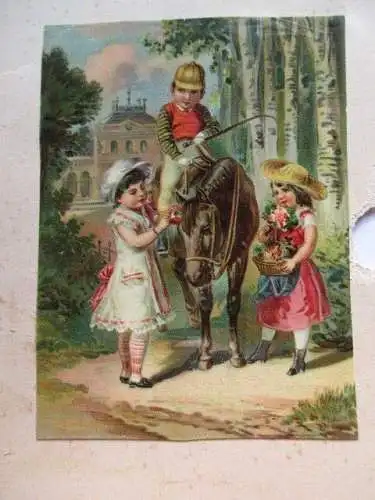 wunderschöne alte Glanz Oblate Kinder um 1890