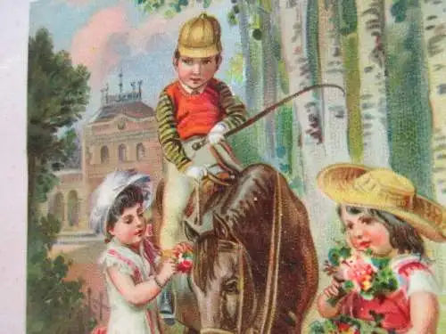 wunderschöne alte Glanz Oblate Kinder um 1890
