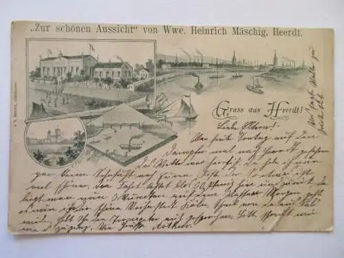 seltene alte Ak Gruss aus Düsseldorf Heerdt Gasthof zur schönen Aussicht 1898
