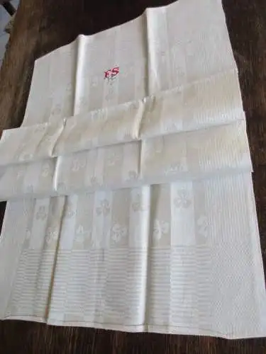 altes Leinen Geschirrtuch Handtuch Tischläufer Kleeblatt Kreuzstich Monogramm 56