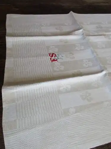 altes Leinen Geschirrtuch Handtuch Tischläufer Kleeblatt Kreuzstich Monogramm 56