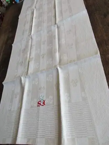 altes Leinen Geschirrtuch Handtuch Tischläufer Kleeblatt Kreuzstich Monogramm 56