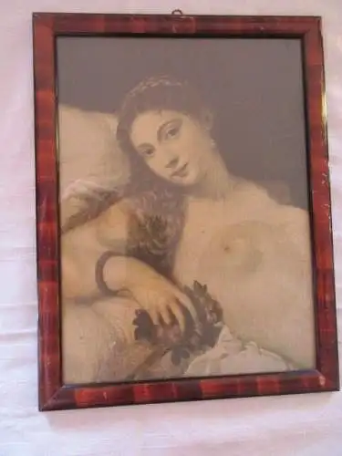 TIZIAN VENUS VON URBINO weiblicher Akt Druck im Biedermeier Rahmen