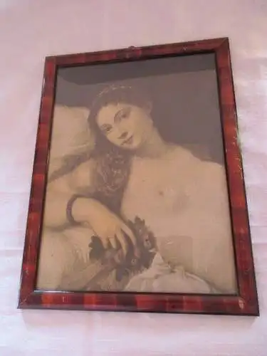 TIZIAN VENUS VON URBINO weiblicher Akt Druck im Biedermeier Rahmen