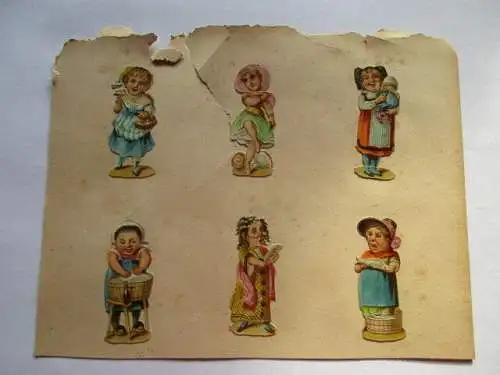 6 kleine alte Präge Oblaten Glanzbild Frauen um 1900 ca. 5,5 cm