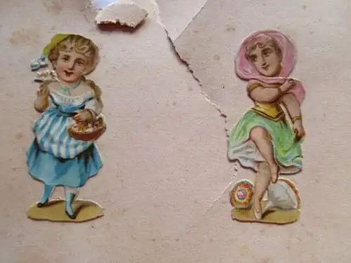 6 kleine alte Präge Oblaten Glanzbild Frauen um 1900 ca. 5,5 cm