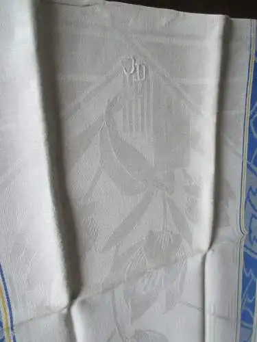 schönes altes Halbleinen Leinen Geschirrtuch Handtuch Tischläufer Art Deco (146)