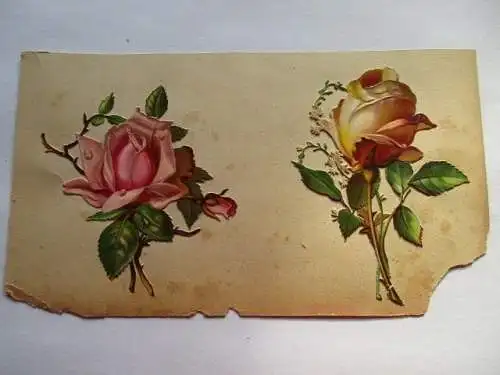2 alte Präge Oblaten Glanzbild Rosen um 1890 ca. 10 + 9 cm