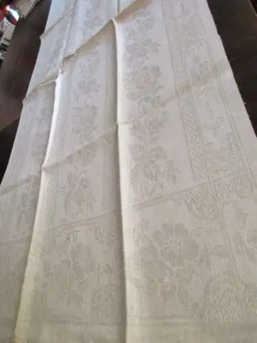 schönes altes Leinen Geschirrtuch Handtuch Tischläufer Jugendstil Monogramm(156)