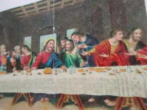 2  alte Oblaten christliche Motive Abendmahl Andacht um 1890