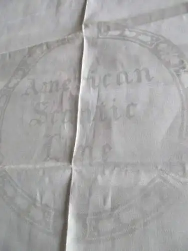 seltenes altes Tischtuch Tafeltuch Leinen Motiv American Scandic Line um 1910