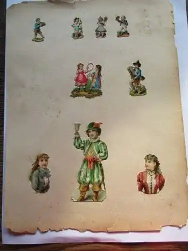 9 wunderschöne alte Präge Oblaten Glanzbild Kinder um 1890