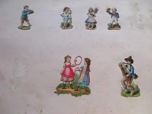 9 wunderschöne alte Präge Oblaten Glanzbild Kinder um 1890