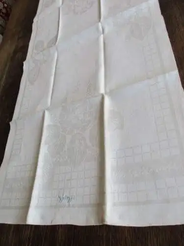 altes Leinen Halbleinen Geschirrtuch Handtuch Tischläufer Mono. Jugendstil (159)