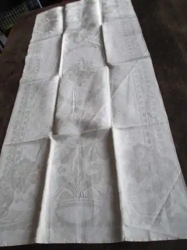 wunderschönes altes Leinen Damast Geschirrtuch Jugendstil  (96)