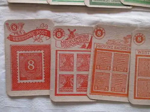 seltenes altes Briefmarken Quartett Re- Le Spiele um 1950