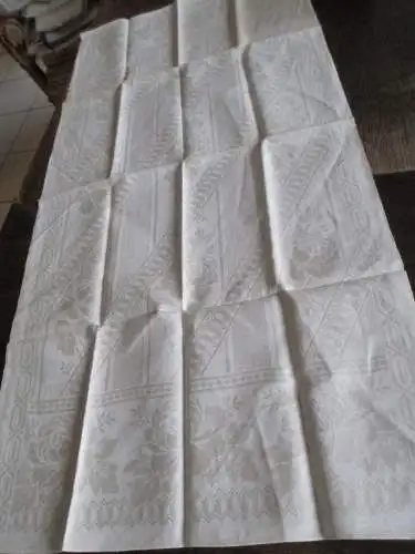 herrliches altes Leinen Geschirrtuch Handtuch Tischläufer Jugendstil (192)